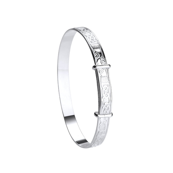 Sterling Silver Bracelet - Silver Celtic Claddagh Expandable Baby Bangle - by Hearts Forever Jewellers