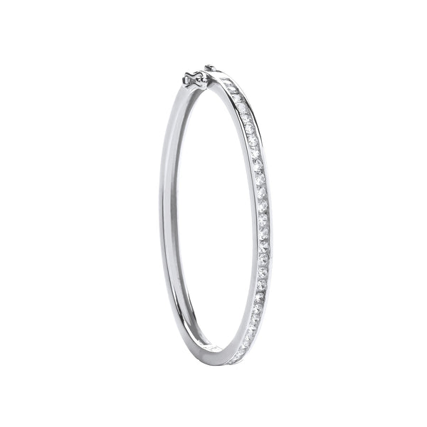 Sterling Silver Cubic Zirconia Bracelet - Silver Channel Set CZs Baby Bangle - by Hearts Forever Jewellers