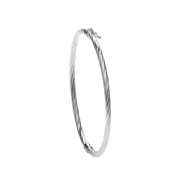 Sterling Silver Bracelet - Silver Twisted Hollow Hinged Bangle - by Hearts Forever Jewellers