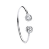 Sterling Silver Cubic Zirconia Bracelet - Silver Octagon CZ Torque Hollow Bangle - by Hearts Forever Jewellers