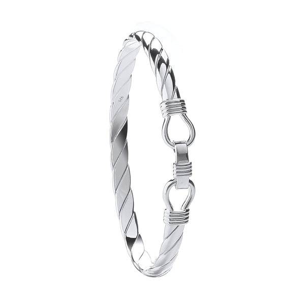 Sterling Silver Bracelet - Silver Twist Solid Gents Bangle - by Hearts Forever Jewellers