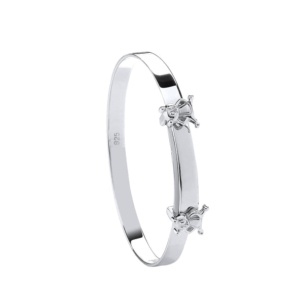 Sterling Silver Bracelet - Silver Expandable Teddy Bears Baby Bangle - by Hearts Forever Jewellers
