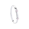 Sterling Silver Cubic Zirconia Bracelet - Silver Pink Enamel & CZ Flowers Expandable Baby Bangle - by Hearts Forever Jewellers