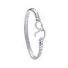Sterling Silver Bracelet - Silver Hearts Hook, Ribbed Ladies Bangle - by Hearts Forever Jewellers