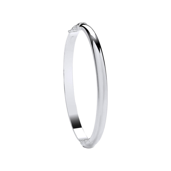Sterling Silver Bracelet - Silver Plain Oval D-Shape 5.9mm Ladies Bangle - by Hearts Forever Jewellers