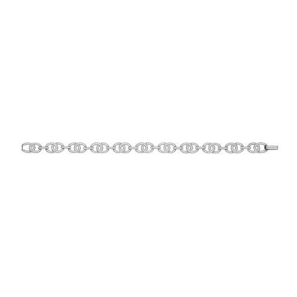 Sterling Silver Cubic Zirconia Bracelet - Silver Interlocked Circles CZ Ladies Bracelet - by Hearts Forever Jewellers