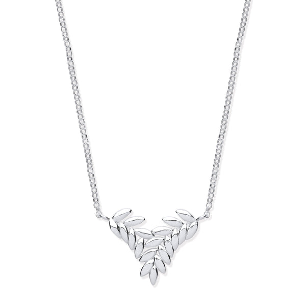 Sterling Silver Necklace - Silver Barley Leaf Necklace 16" - by Hearts Forever Jewellers