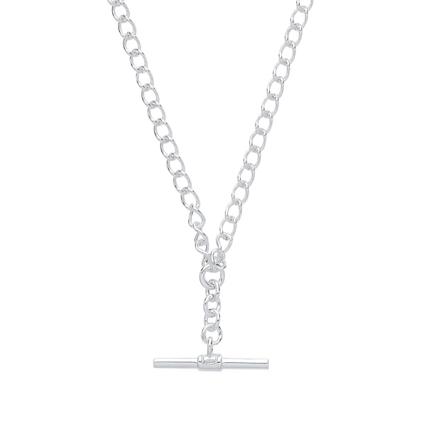 Sterling Silver Necklace - Silver Fancy T-Bar 18" Chain & 7.5" Ladies Bracelet - by Hearts Forever Jewellers