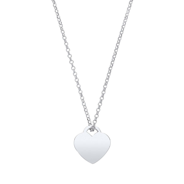 Sterling Silver Necklace - Silver Plain Heart Pendant Chain 16" - by Hearts Forever Jewellers
