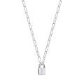 Silver Paper Clip Chain , Padlock Necklace