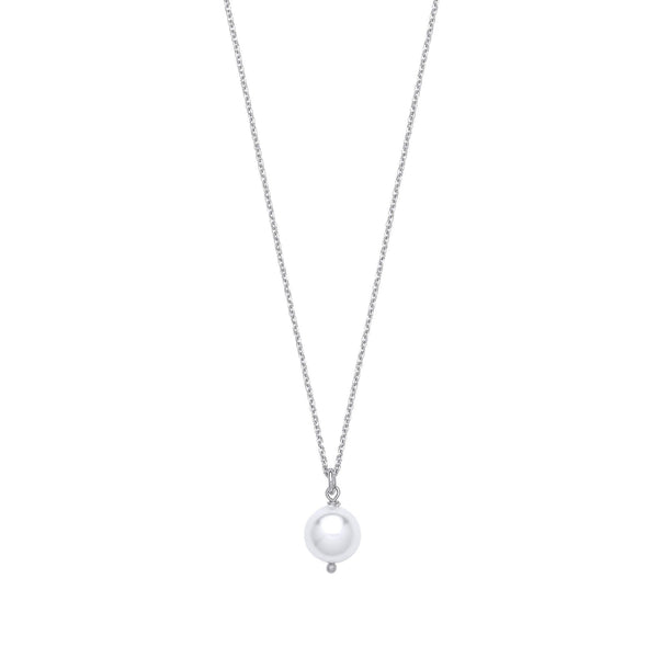 Sterling Silver Pearl Necklace - Silver 10mm W/Pearl Necklace - by Hearts Forever Jewellers