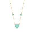 Silver YG Plated, Green Heart Necklace