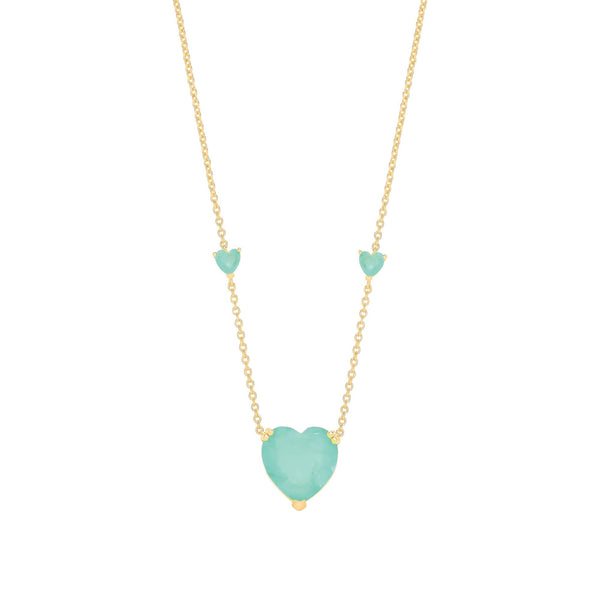 Sterling Silver Necklace - Silver YG Plated, Green Heart Necklace - by Hearts Forever Jewellers