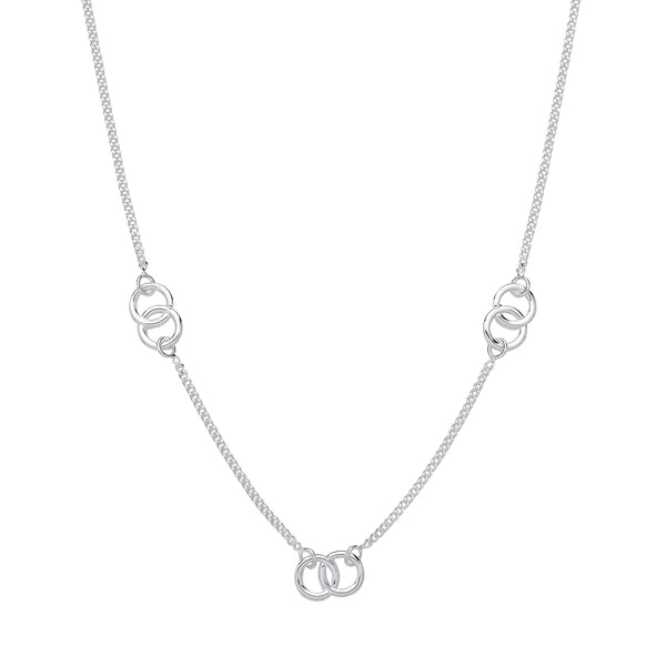 Sterling Silver Necklace - Silver Entwined Circles 17" Necklace - by Hearts Forever Jewellers