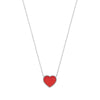 Sterling Silver Necklace - Silver RED Enamel Heart Pendant on Chain - by Hearts Forever Jewellers