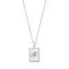 Sterling Silver Cubic Zirconia Necklace - Silver Dog Tag CZs Evil Eye Pendant on Chain - by Hearts Forever Jewellers