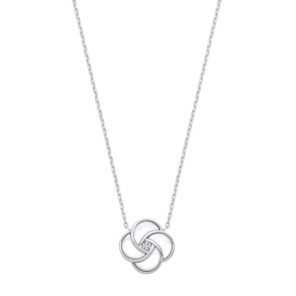 Sterling Silver Necklace - Silver White Shell Swirl Necklace - by Hearts Forever Jewellers