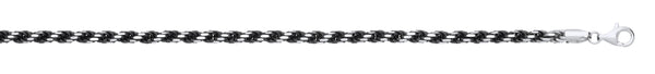 Sterling Silver Necklace - Ruthenium Plated Silver 4.6mm Rope Chain White Tips - by Hearts Forever Jewellers