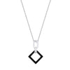 Sterling Silver Necklace - Silver Square Black Enamel Pendant Chain - by Hearts Forever Jewellers
