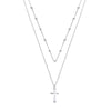 Sterling Silver Necklace - Silver Two Chains 16"/ 18" with Cross Pendant - by Hearts Forever Jewellers
