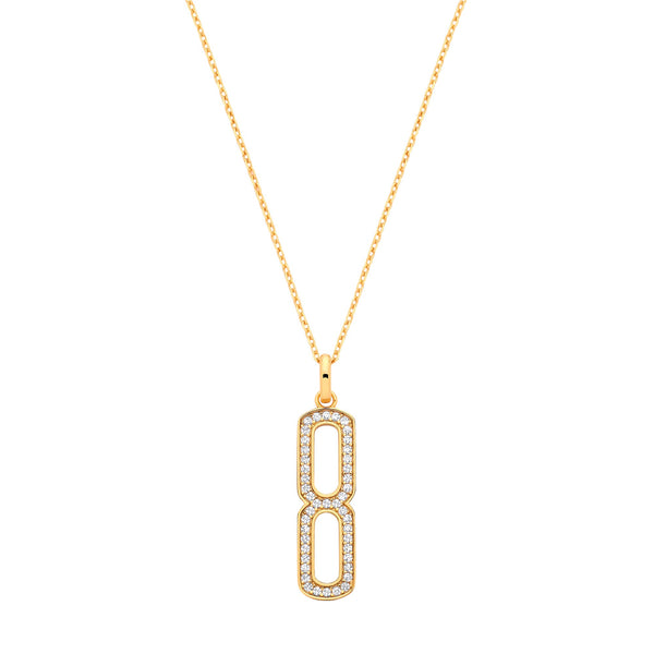 18k Yellow Gold Cubic Zirconia Necklace - Silver 18ct YG Plated Necklace with CZ Paper Clip Drop Pendant - by Hearts Forever Jewellers