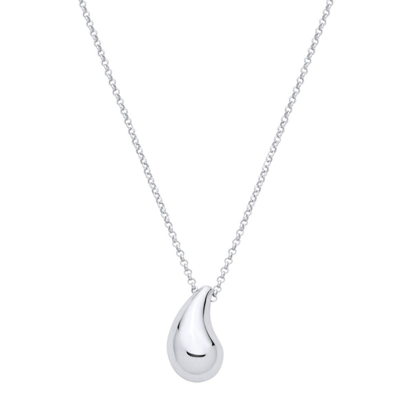 Sterling Silver Necklace - Silver Teardrop Pendant Chain 16" - by Hearts Forever Jewellers