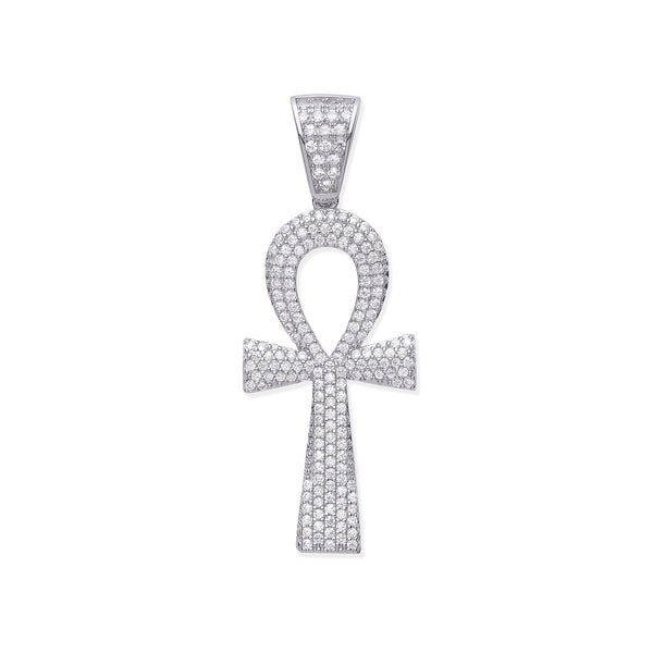 Sterling Silver Cubic Zirconia Jewellery - Silver CZ Ankh Cross - Key of Life - by Hearts Forever Jewellers
