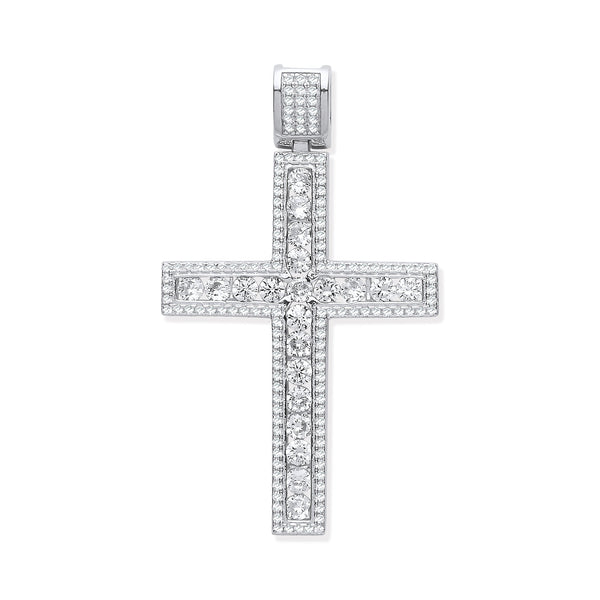 Sterling Silver Cubic Zirconia Jewellery - Silver CZ Fancy Cross - by Hearts Forever Jewellers