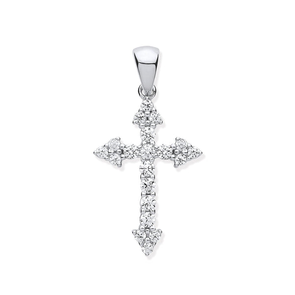 Sterling Silver Cubic Zirconia Jewellery - Silver Small CZ Fancy Cross - by Hearts Forever Jewellers