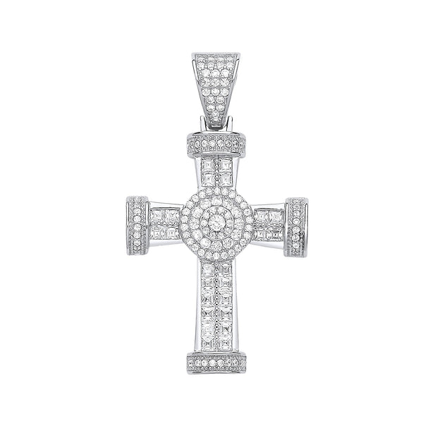 Sterling Silver Cubic Zirconia Jewellery - Silver Fancy Cz Cross - by Hearts Forever Jewellers