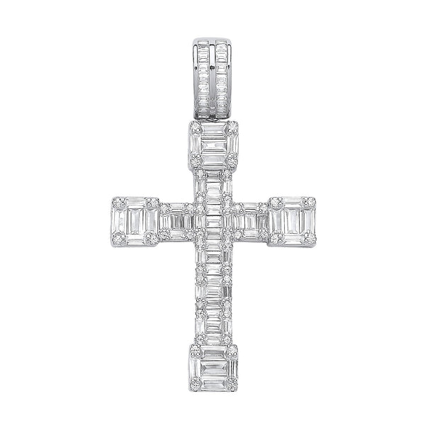 Sterling Silver Cubic Zirconia Jewellery - Silver Cz Baguettes Fancy Cross - by Hearts Forever Jewellers