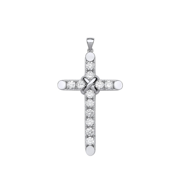 Sterling Silver Cubic Zirconia Jewellery - Large Silver Claw Set CZs Cross - by Hearts Forever Jewellers