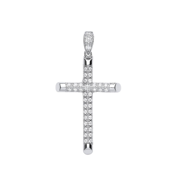 Sterling Silver Cubic Zirconia Jewellery - Silver Large CZ Cross - by Hearts Forever Jewellers