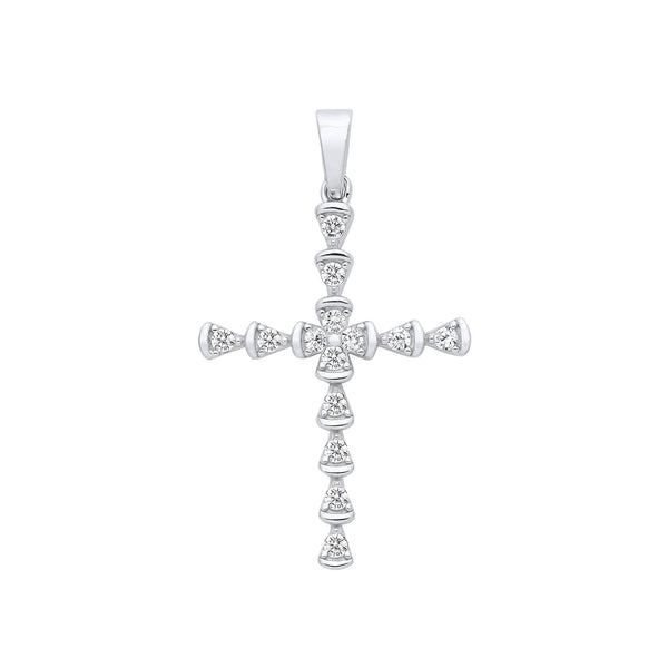 Sterling Silver Cubic Zirconia Jewellery - Silver Part Rub-Over CZ Cross - by Hearts Forever Jewellers