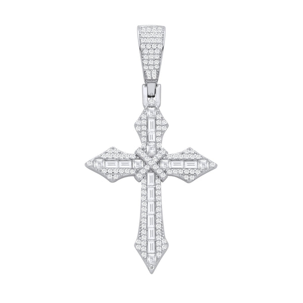 Sterling Silver Cubic Zirconia Jewellery - Silver CZs Pointed Cross - by Hearts Forever Jewellers