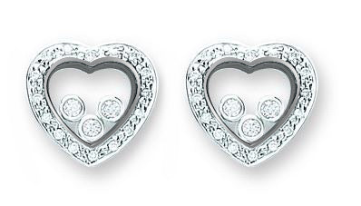 Sterling Silver Cubic Zirconia Ring - Silver Floating Cz Heart Stud Earrings - by Hearts Forever Jewellers