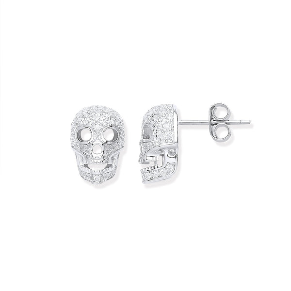 Sterling Silver Cubic Zirconia Ring - Silver Cz Skull Stud Earrings - by Hearts Forever Jewellers