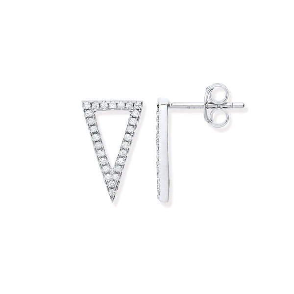 Sterling Silver Cubic Zirconia Ring - Silver Upside Down Cz Triangle Stud Earrings - by Hearts Forever Jewellers