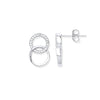 Sterling Silver Cubic Zirconia Ring - Silver Interlocking Circles Cz Stud Earrings - by Hearts Forever Jewellers
