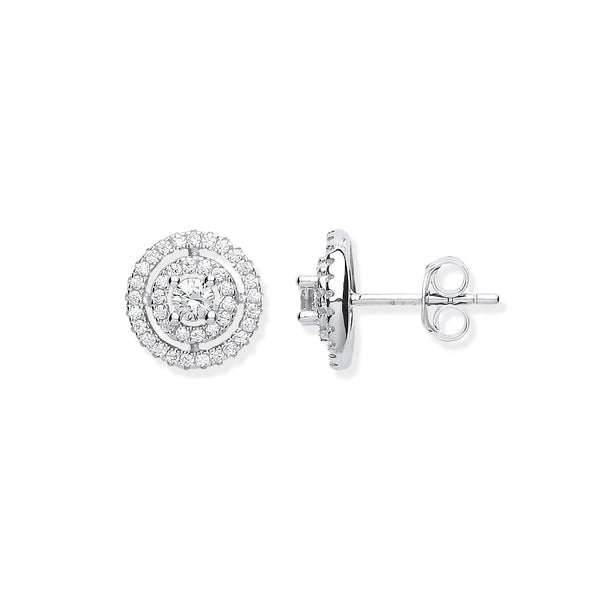 Sterling Silver Cubic Zirconia Ring - Silver Layered Cz Circle Stud Earrings - by Hearts Forever Jewellers