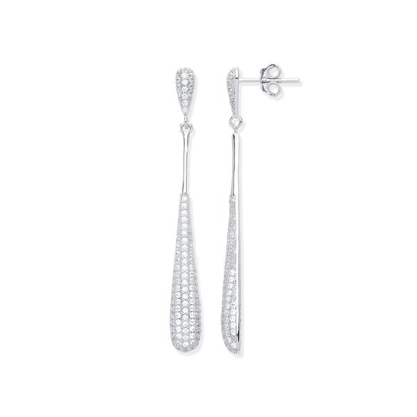 Sterling Silver Cubic Zirconia Ring - Silver Long Teardrop Cz Earrings - by Hearts Forever Jewellers