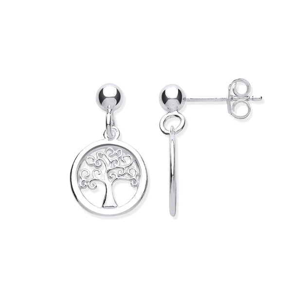 Sterling Silver Ring - Silver Tree of Life Drop Earrings - by Hearts Forever Jewellers