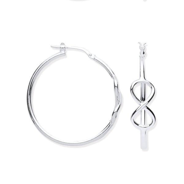 Sterling Silver Ring - Silver Infinity 34mm Hoop Earrings - by Hearts Forever Jewellers