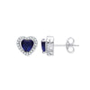Sterling Silver Cubic Zirconia Ring - Silver Blue Cz Halo Heart Stud Earrings - by Hearts Forever Jewellers