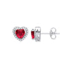 Sterling Silver Cubic Zirconia Ring - Silver Red Cz Halo Heart Stud Earrings - by Hearts Forever Jewellers
