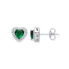 Sterling Silver Cubic Zirconia Ring - Silver Green Cz Halo Heart Stud Earrings - by Hearts Forever Jewellers