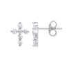Sterling Silver Cubic Zirconia Ring - Silver CZ Small Cross Stud Earrings - by Hearts Forever Jewellers