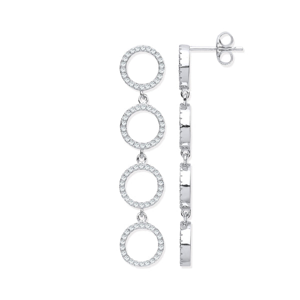 Sterling Silver Cubic Zirconia Ring - Silver CZ Circle of Life Long Drop Earrings - by Hearts Forever Jewellers