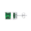 Sterling Silver Cubic Zirconia, Emerald Ring - Silver Green CZ Emerald Cut Stud Earrings - by Hearts Forever Jewellers