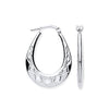 Sterling Silver Earrings - Silver D/C Oval Creoles - by Hearts Forever Jewellers